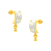 22K Gold Two-Tone Wave and Dangle Earrings